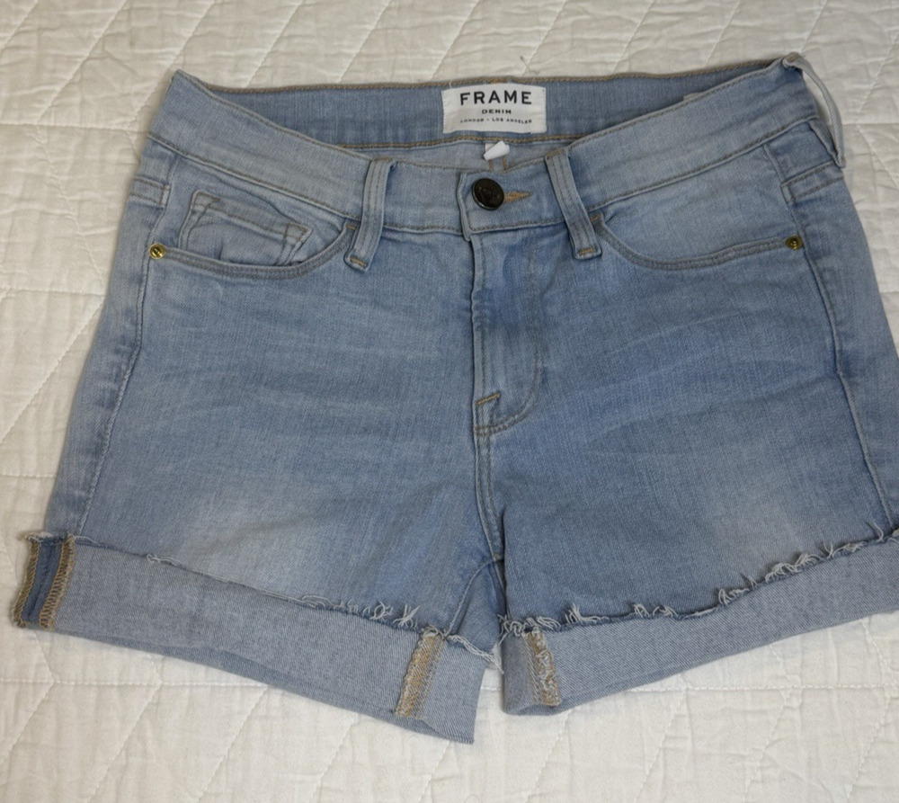 Frame Jean Shorts size 27 Blue Denim Medium Wash Cut Off Inseam women